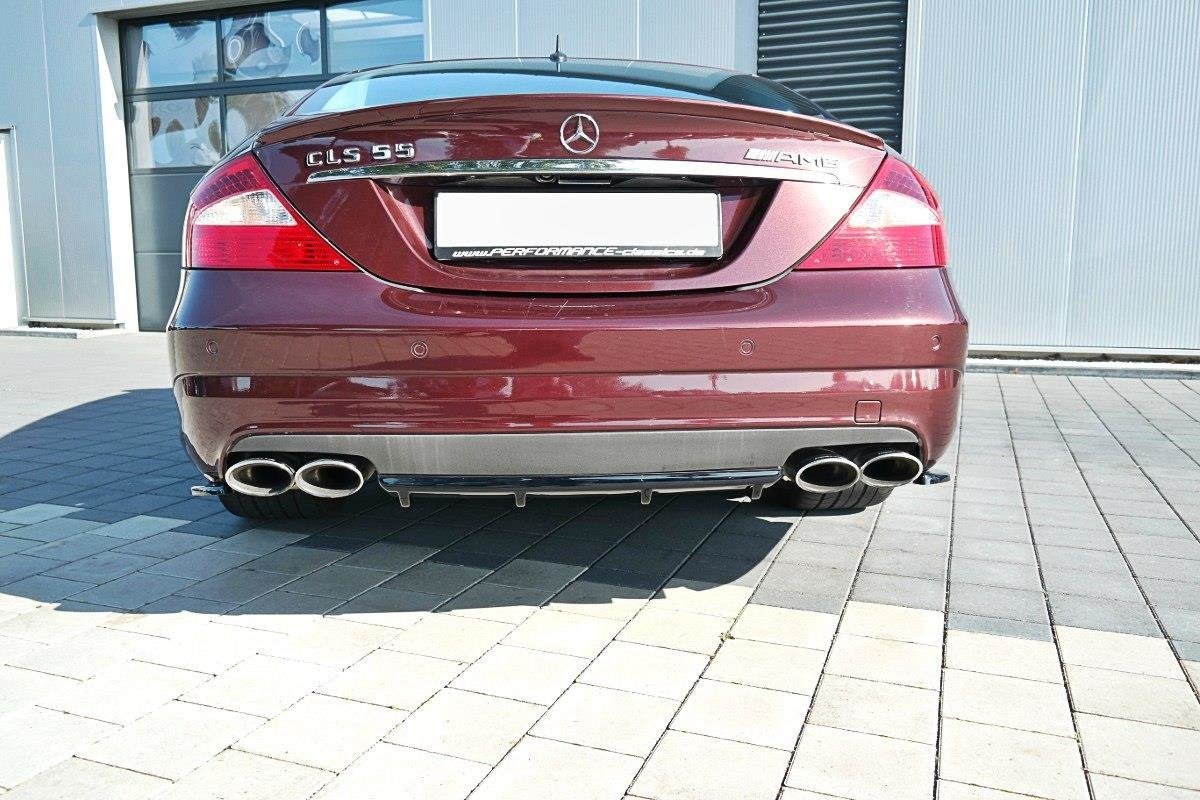 Diffusor Heck Ansatz passend für Mercedes CLS C219 55AMG schwarz Hochglanz – Ansicht 1