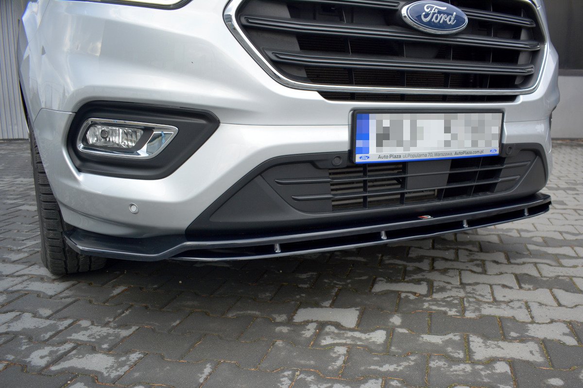 Street+ Spoilerlippe Front Ansatz V.1 passend für Ford Transit Custom Mk1 Facelift / Tourneo Custom Mk1 Facelift schwarz Hochglanz – Ansicht 1
