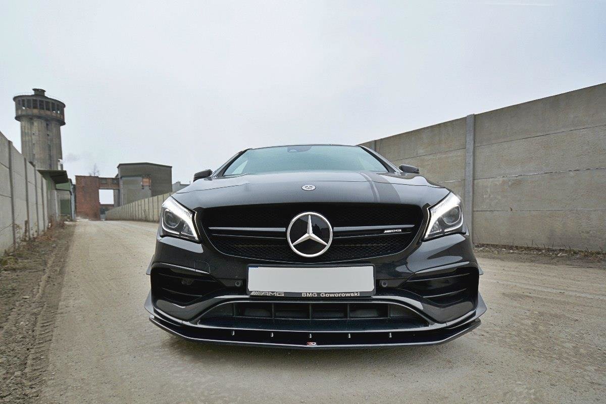 Street+ Spoilerlippe Front Ansatz V.1 passend für Mercedes CLA A45 AMG C117 Facelift schwarz Hochglanz – Ansicht 3