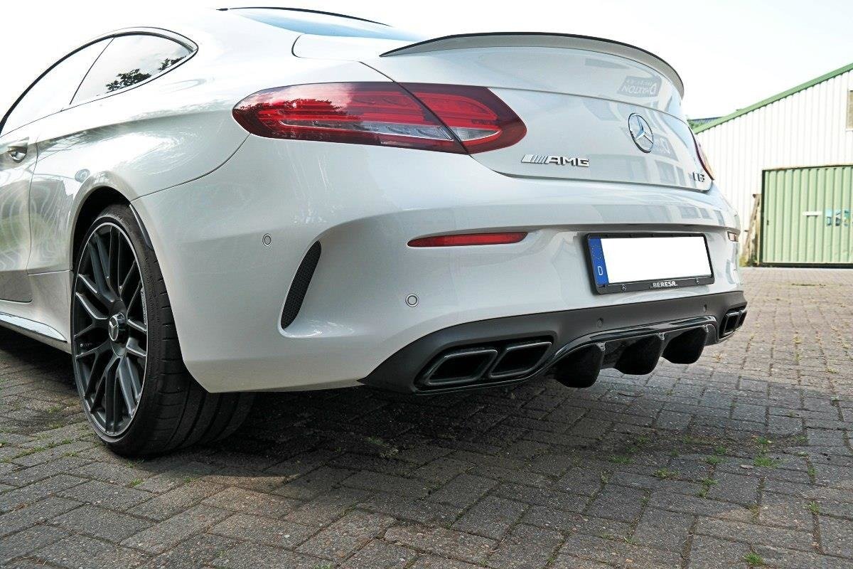 Diffusor Heck Ansatz passend für Mercedes-AMG C63 Coupe C205 schwarz Hochglanz – Ansicht 1