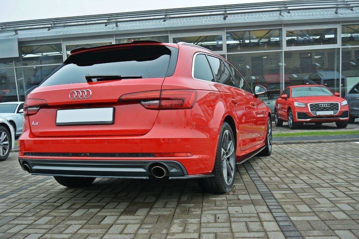 Heck Ansatz Flaps Diffusor passend für Audi A4 B9 S-Line schwarz Hochglanz – Ansicht 1