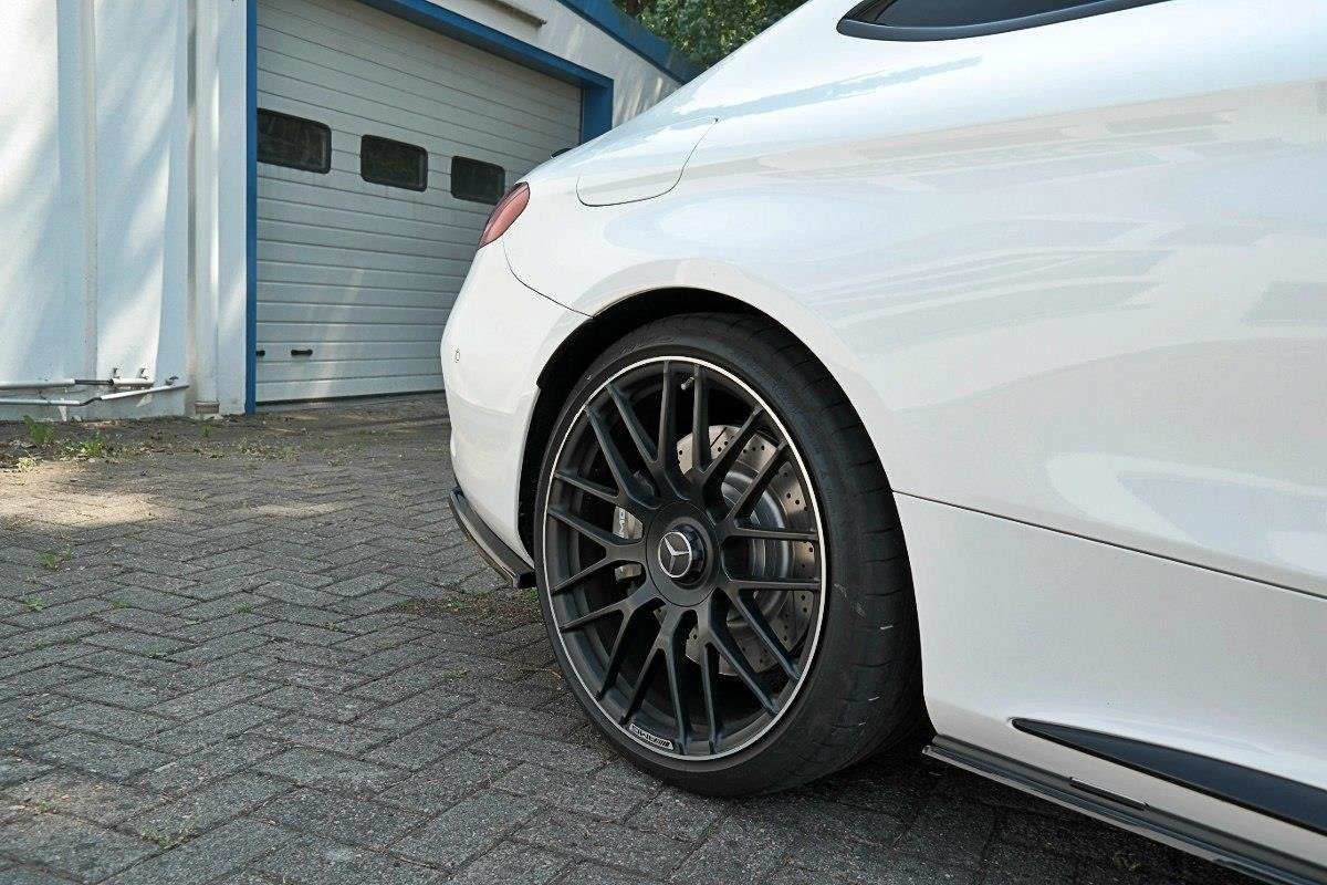 Heck Ansatz Flaps Diffusor passend für Mercedes C-Klasse C205 63 AMG Coupe schwarz Hochglanz – Ansicht 4