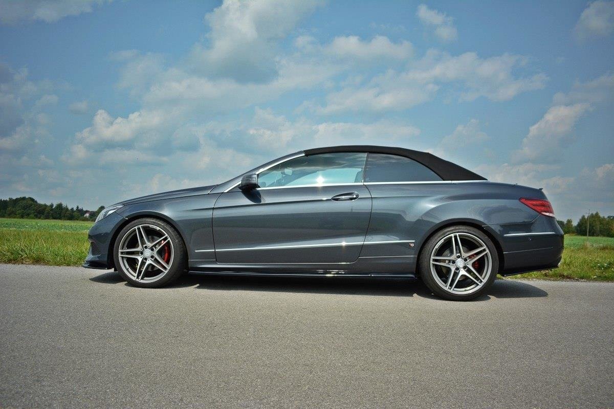 Street+ Seitenschweller Leisten passend für Mercedes -Benz E Coupe / Cabrio C207 Facelift / A207 Facelit schwarz Hochglanz – Ansicht 1