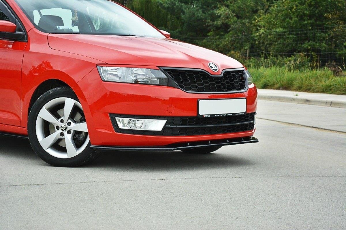 Street+ Spoilerlippe Front Ansatz V.2 passend für Skoda Rapid schwarz Hochglanz – Ansicht 1