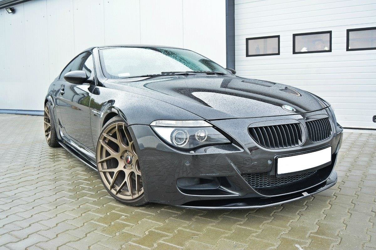 Street+ Spoilerlippe Front Ansatz V.1 passend für BMW M6 E63 schwarz Hochglanz – Ansicht 1