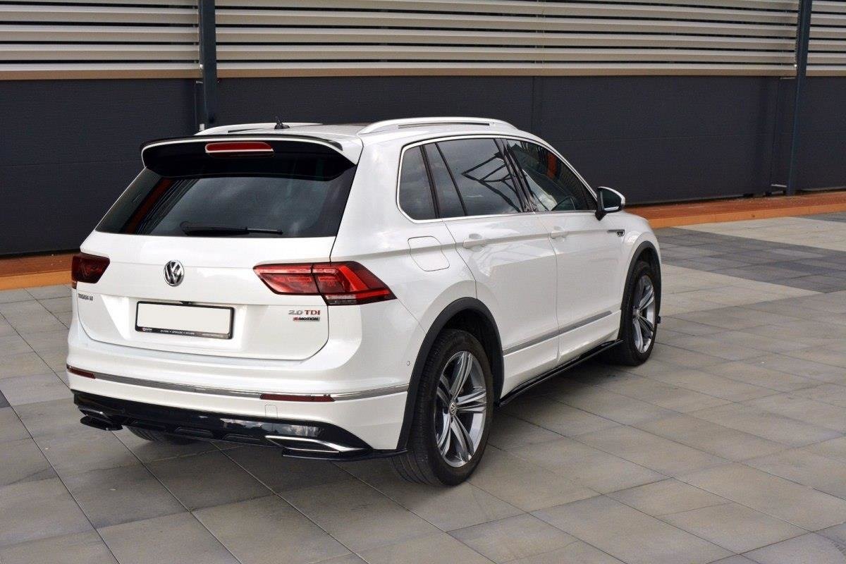 Heck Ansatz Flaps Diffusor passend für Vw Tiguan Mk2 R-Line schwarz Hochglanz – Ansicht 1