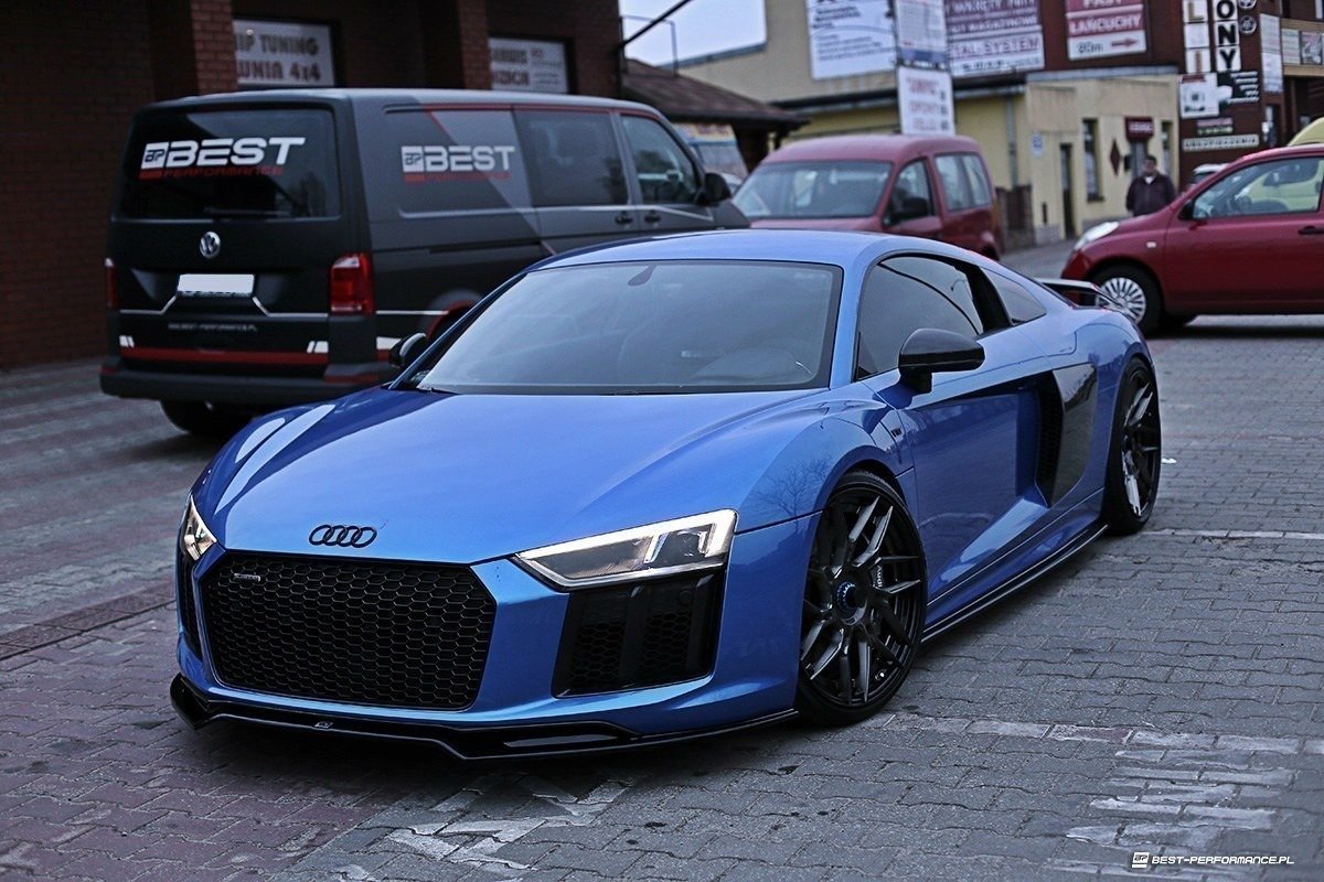 Street+ Spoilerlippe Front Ansatz V.2 passend für Audi R8 Mk.2 schwarz Hochglanz – Ansicht 1