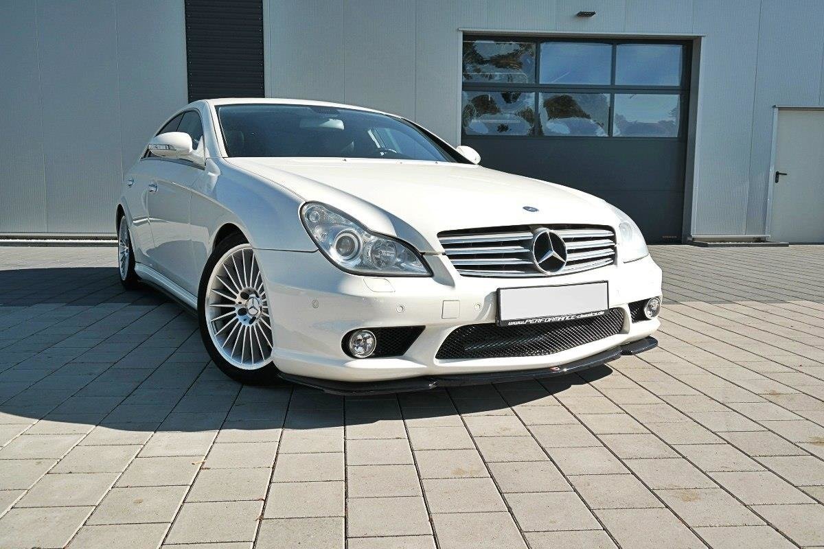 Street+ Spoilerlippe Front Ansatz V.1 passend für Mercedes CLS C219 55AMG schwarz Hochglanz – Ansicht 1