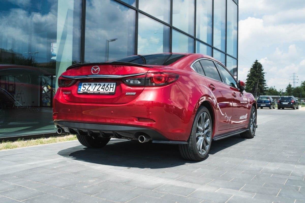 Heck Ansatz Flaps Diffusor V.1 passend für Mazda 6 GJ (Mk3) Facelift schwarz Hochglanz – Ansicht 1