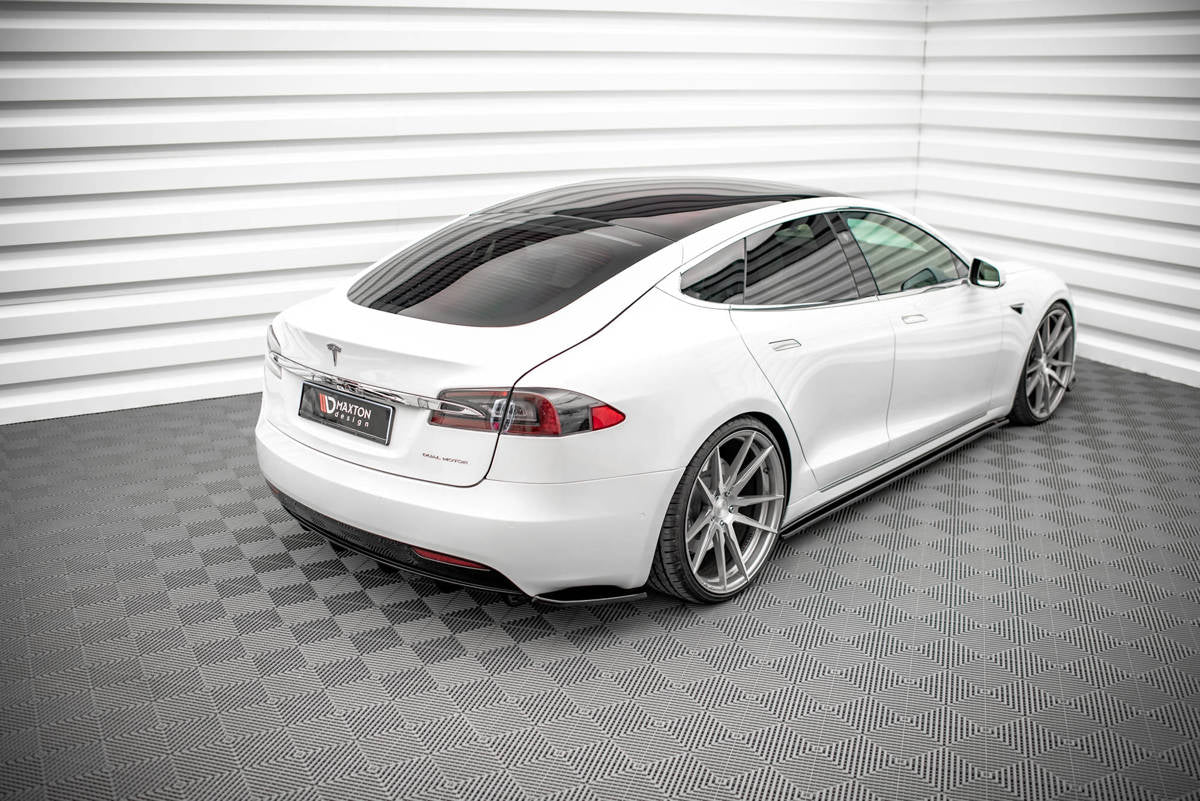 Diffusor Heck Ansatz passend für Tesla Model S Facelift schwarz Hochglanz – Ansicht 3