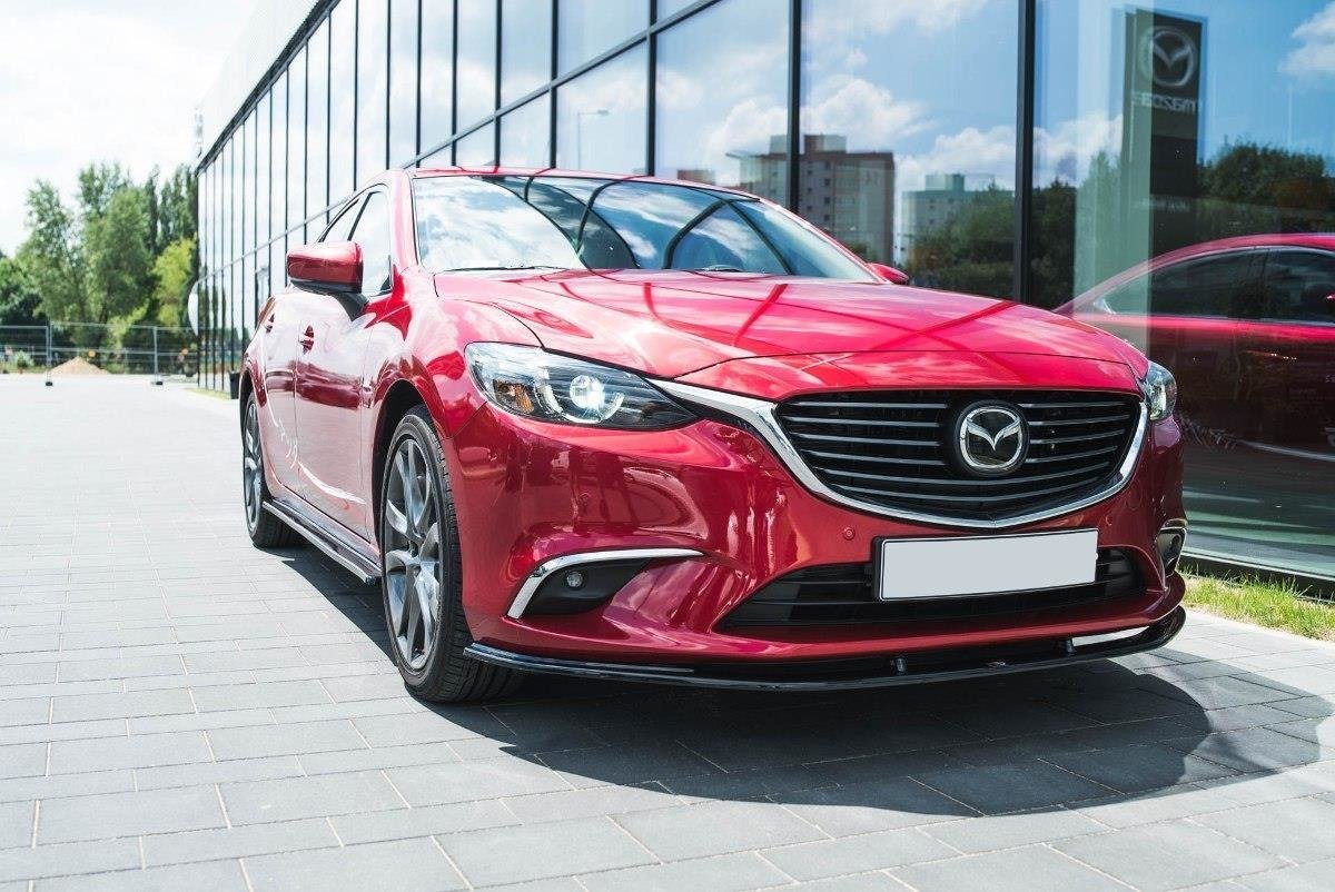 Street+ Spoilerlippe Front Ansatz V.1 passend für Mazda 6 GJ (Mk3) Facelift schwarz Hochglanz – Ansicht 3