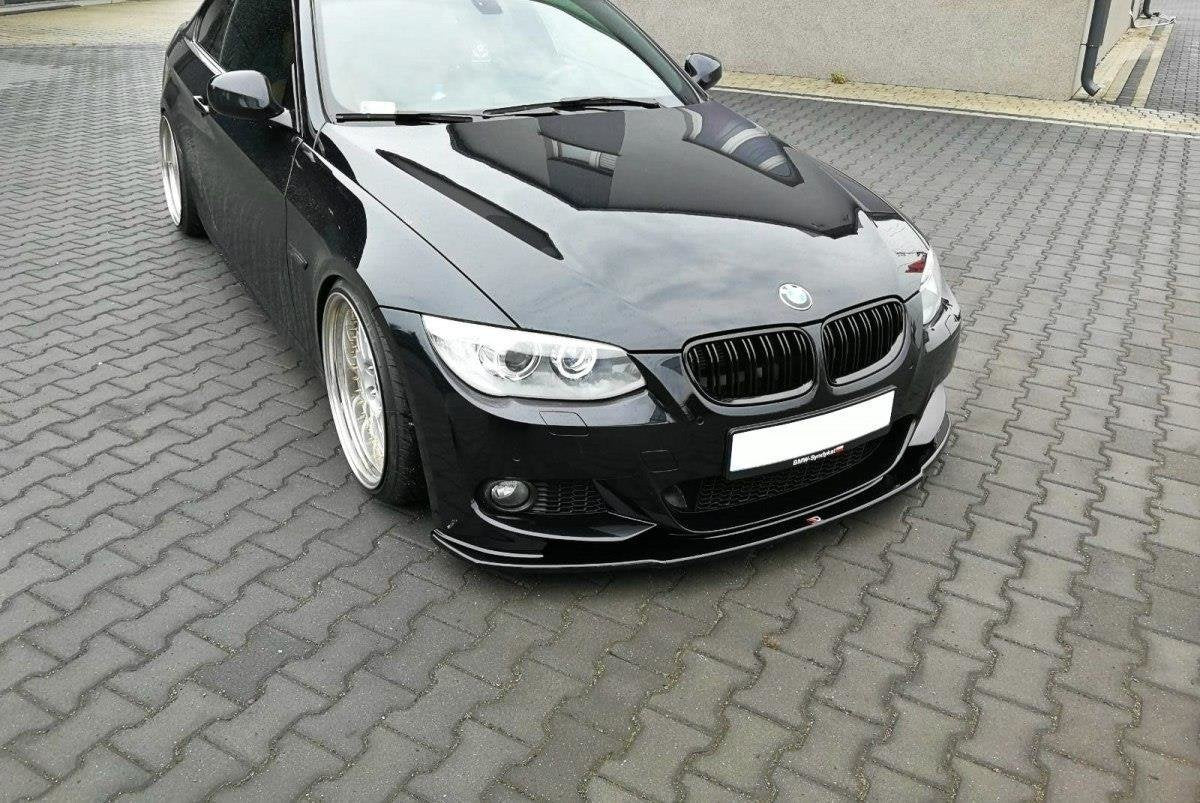 Street+ Spoilerlippe Front Ansatz V.1 passend für BMW 3er E92 M Paket FACELIFT schwarz Hochglanz – Ansicht 2