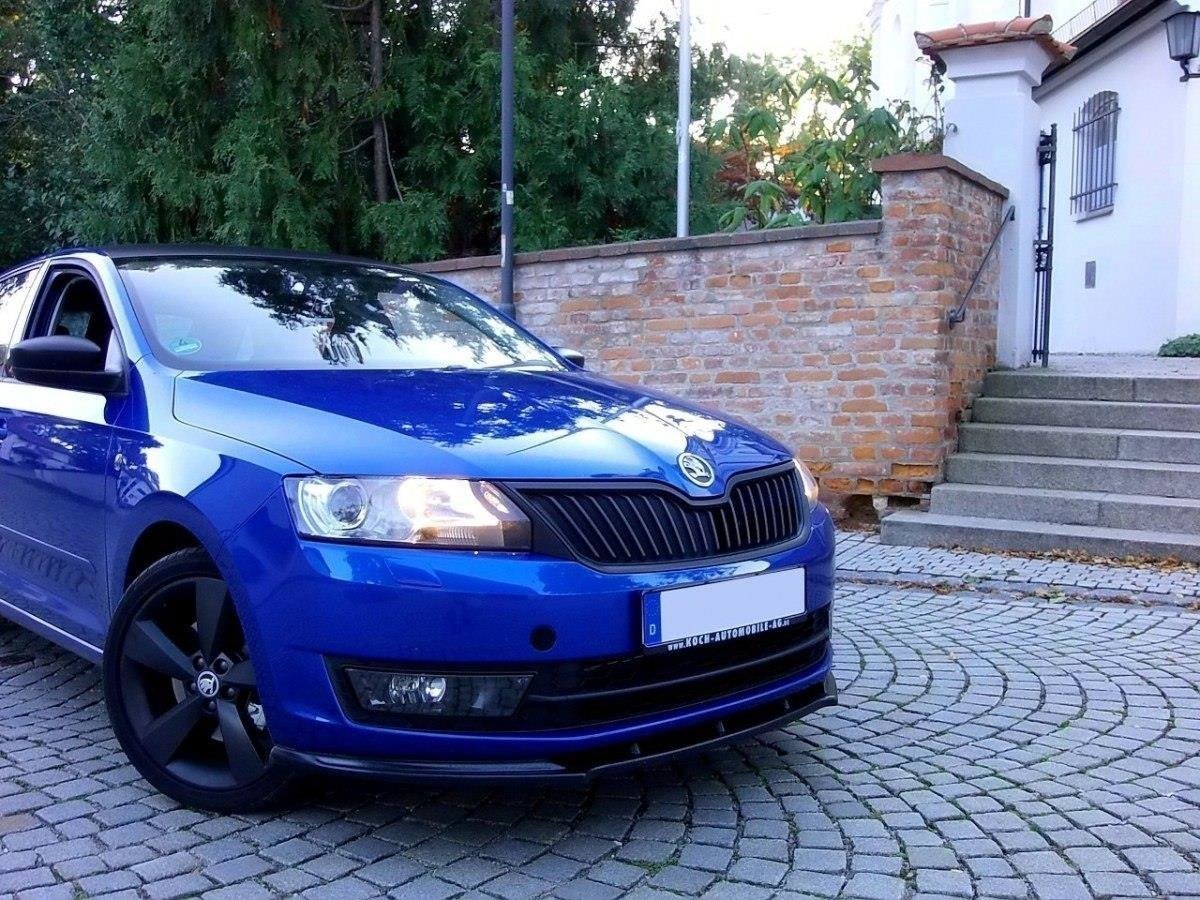 Street+ Spoilerlippe Front Ansatz V.1 passend für Skoda Rapid schwarz Hochglanz – Ansicht 1