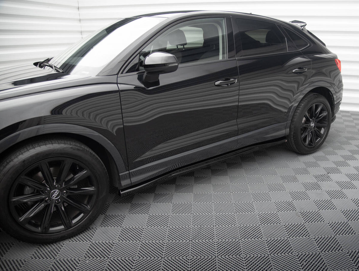 Street+ Seitenschweller Leisten passend für Audi Q3 Sportback F3 schwarz Hochglanz – Ansicht 1