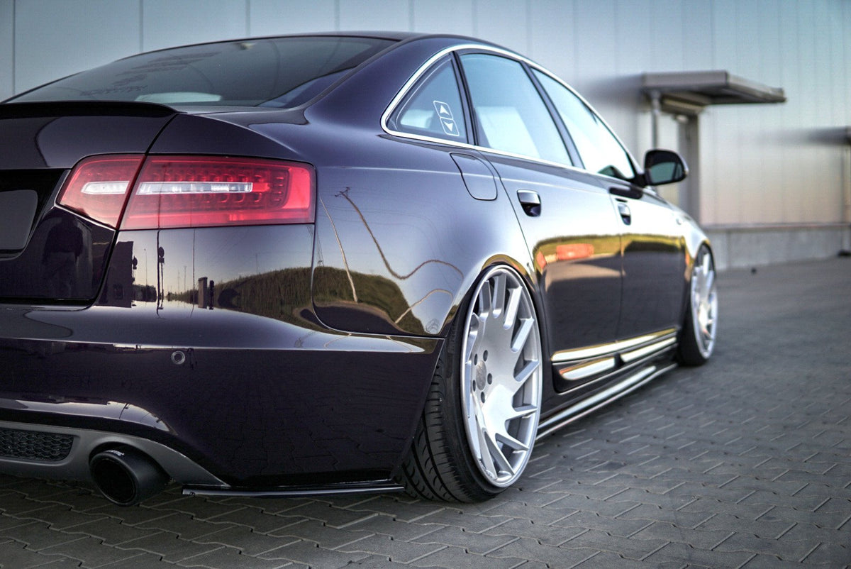 Heck Ansatz Flaps Diffusor passend für Audi A6 S-Line C6 / C6 FL Limousine / Avant schwarz Hochglanz – Ansicht 2