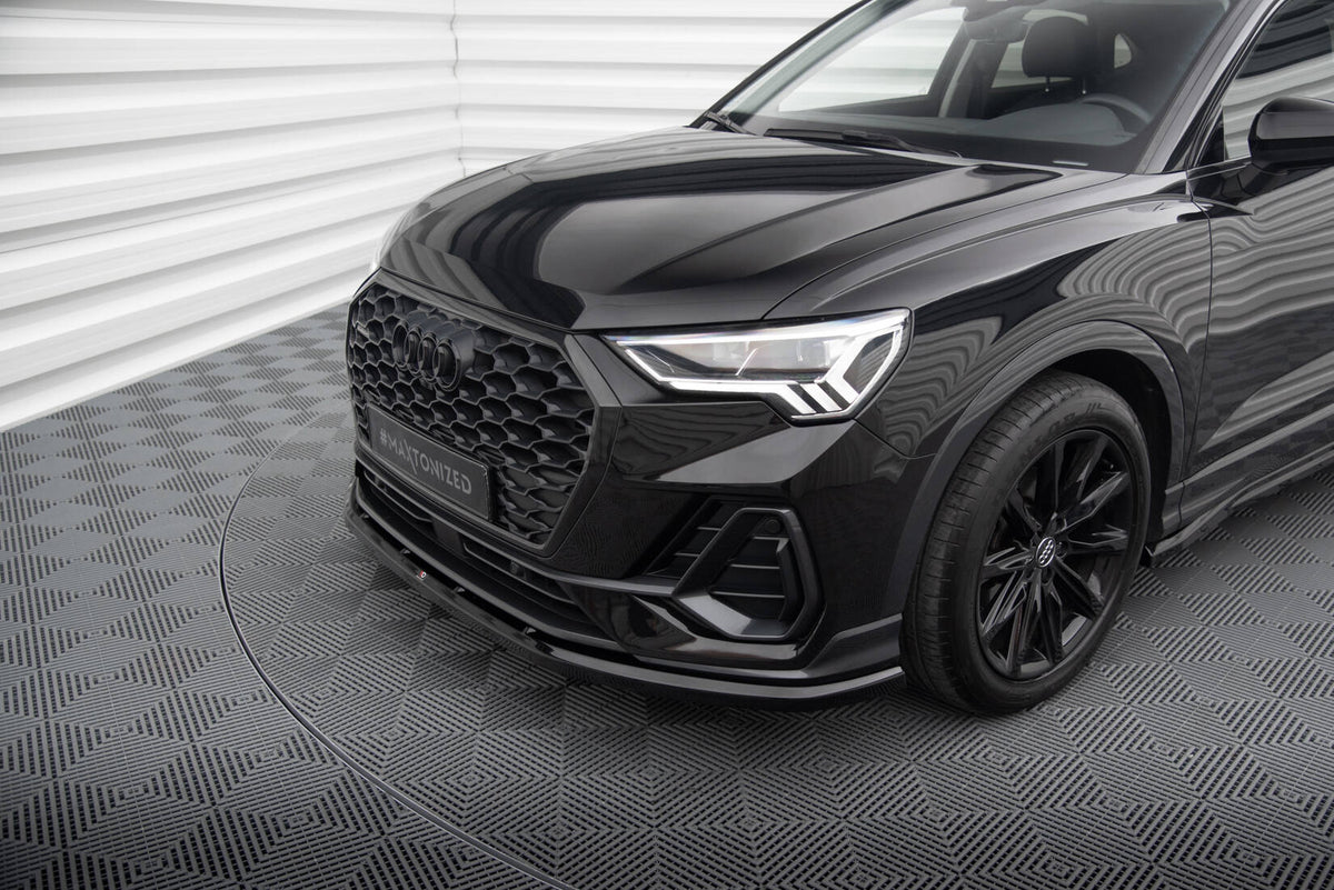 Street+ Spoilerlippe Front Ansatz V.1 passend für Audi Q3 Sportback F3 schwarz Hochglanz – Ansicht 4