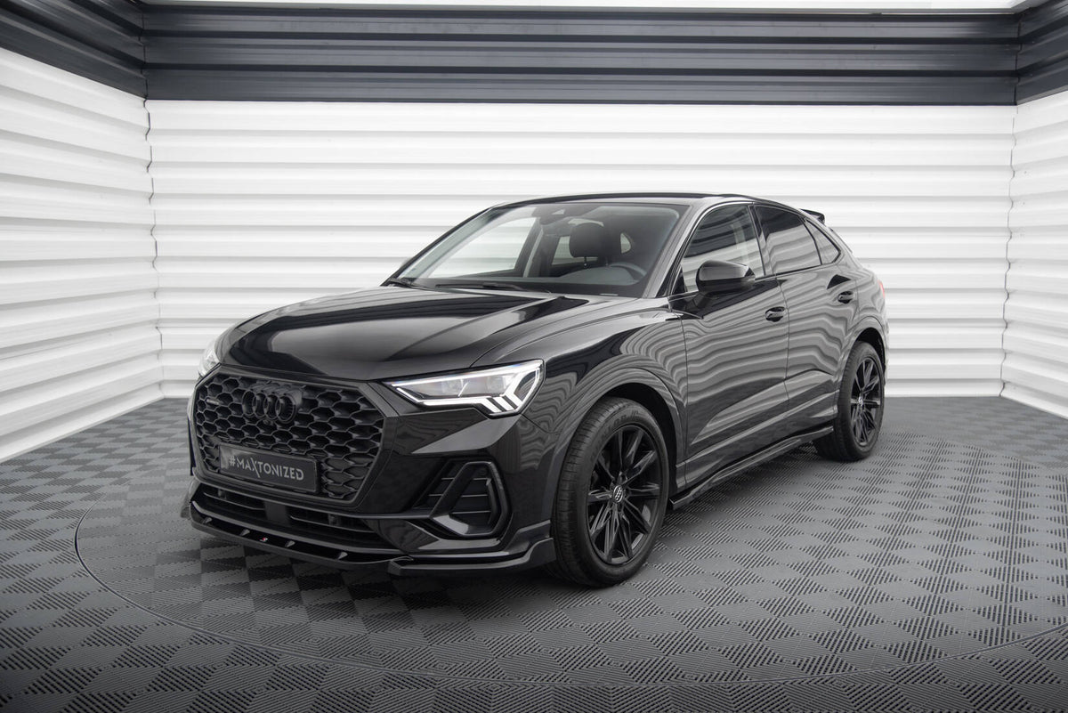 Street+ Spoilerlippe Front Ansatz V.2 passend für Audi Q3 Sportback F3 schwarz Hochglanz – Ansicht 1