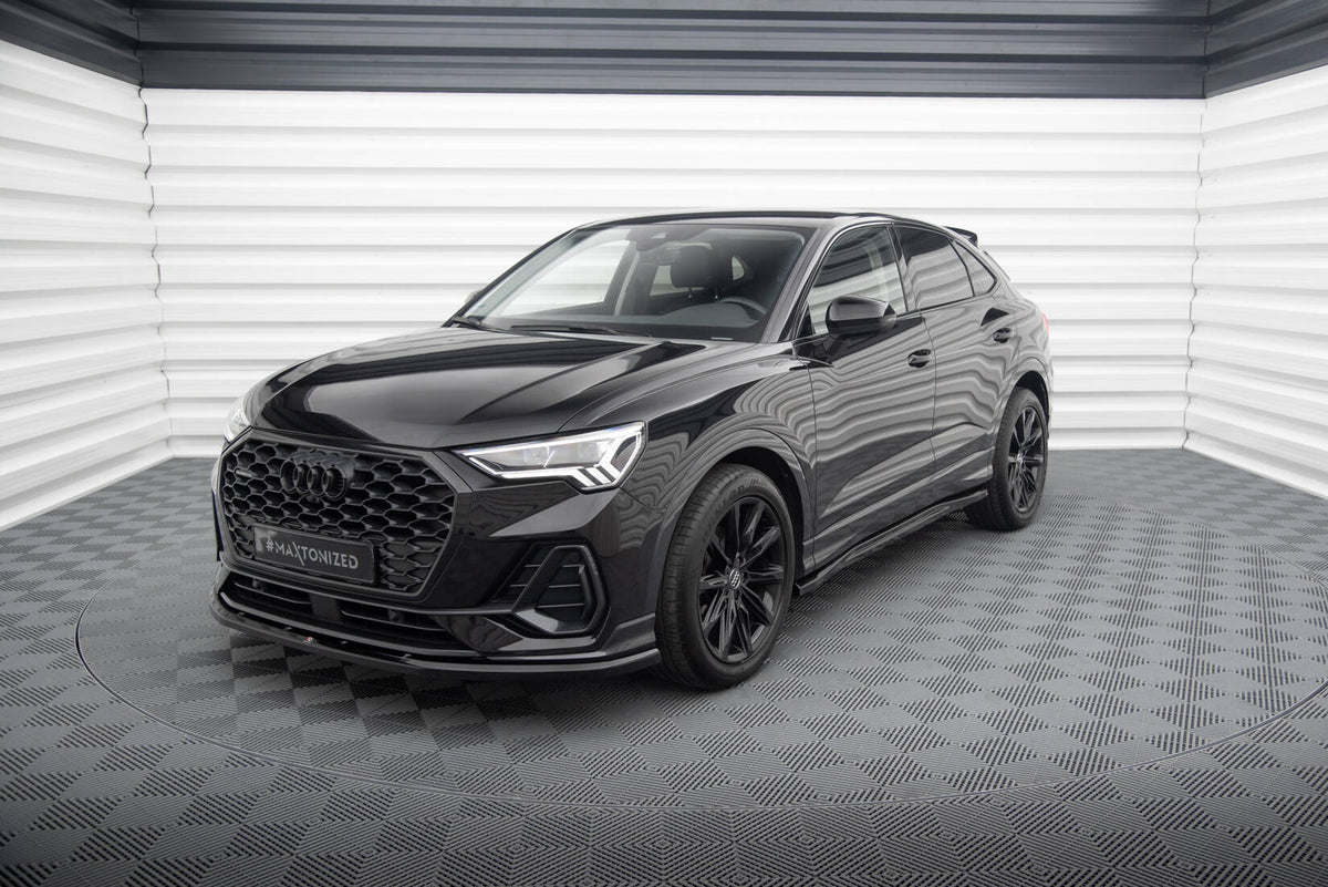 Street+ Spoilerlippe Front Ansatz V.1 passend für Audi Q3 Sportback F3 schwarz Hochglanz – Ansicht 3