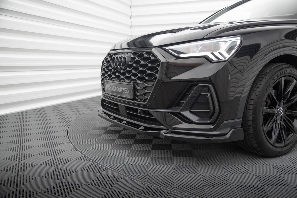 Street+ Spoilerlippe Front Ansatz V.2 passend für Audi Q3 Sportback F3 schwarz Hochglanz – Ansicht 4