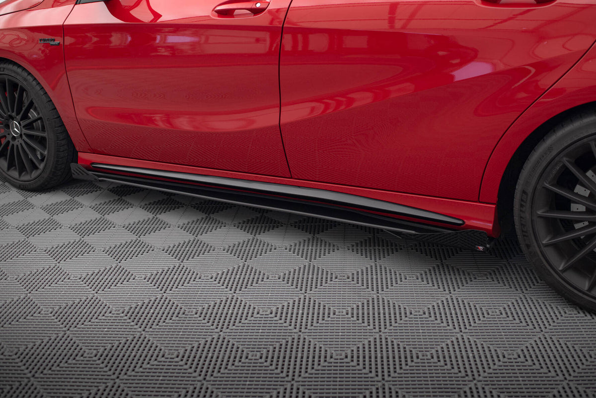 Seitenschweller Flaps passend für Mercedes-Benz A 45 AMG W176 Facelift schwarz Hochglanz – Ansicht 6