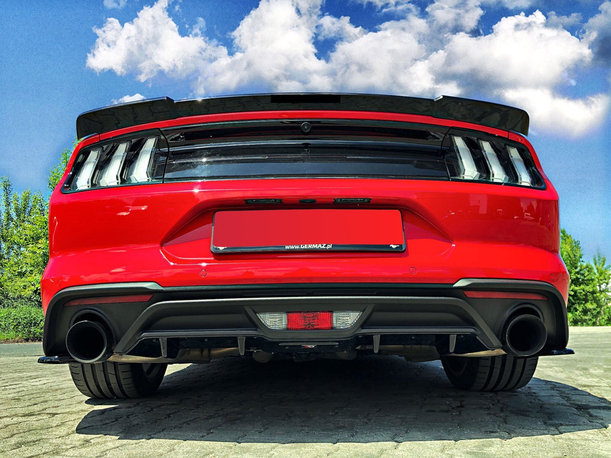 Diffusor Heck Ansatz passend für Ford Mustang Mk. 6 Facelift schwarz Hochglanz – Ansicht 1