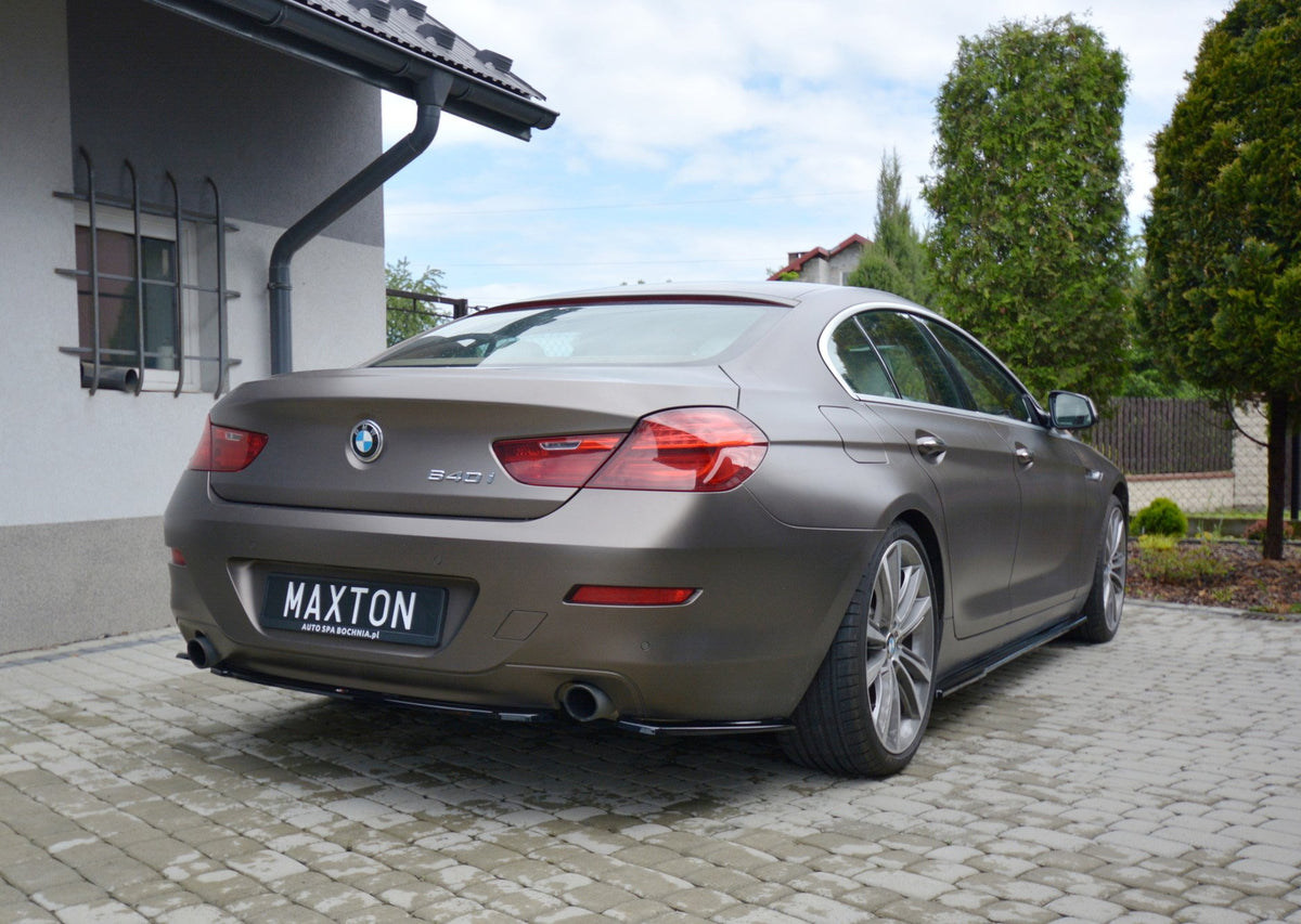 Heck Ansatz Flaps Diffusor passend für BMW 6er GRAN COUPÉ schwarz Hochglanz – Ansicht 1