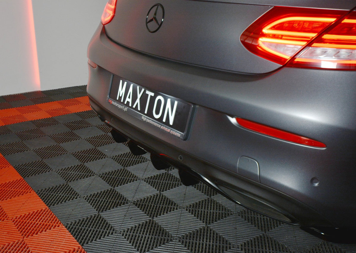 Diffusor Heck Ansatz passend für MERCEDES- BENZ C-KLASSE W205 COUPE AMG-LINE schwarz Hochglanz – Ansicht 1
