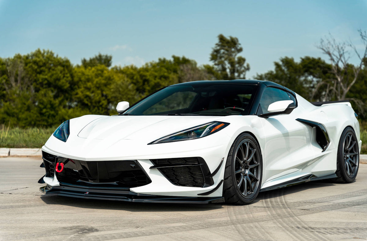 Street+ Spoilerlippe Front Ansatz passend für Chevrolet Corvette C8 schwarz Hochglanz – Ansicht 4