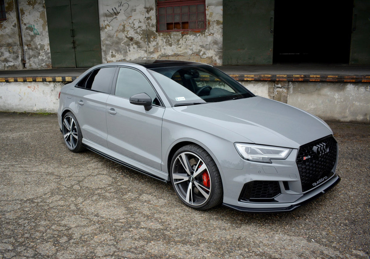 Street+ Seitenschweller Leisten passend für Audi RS3 Limousine 8V Facelift schwarz Hochglanz – Ansicht 1