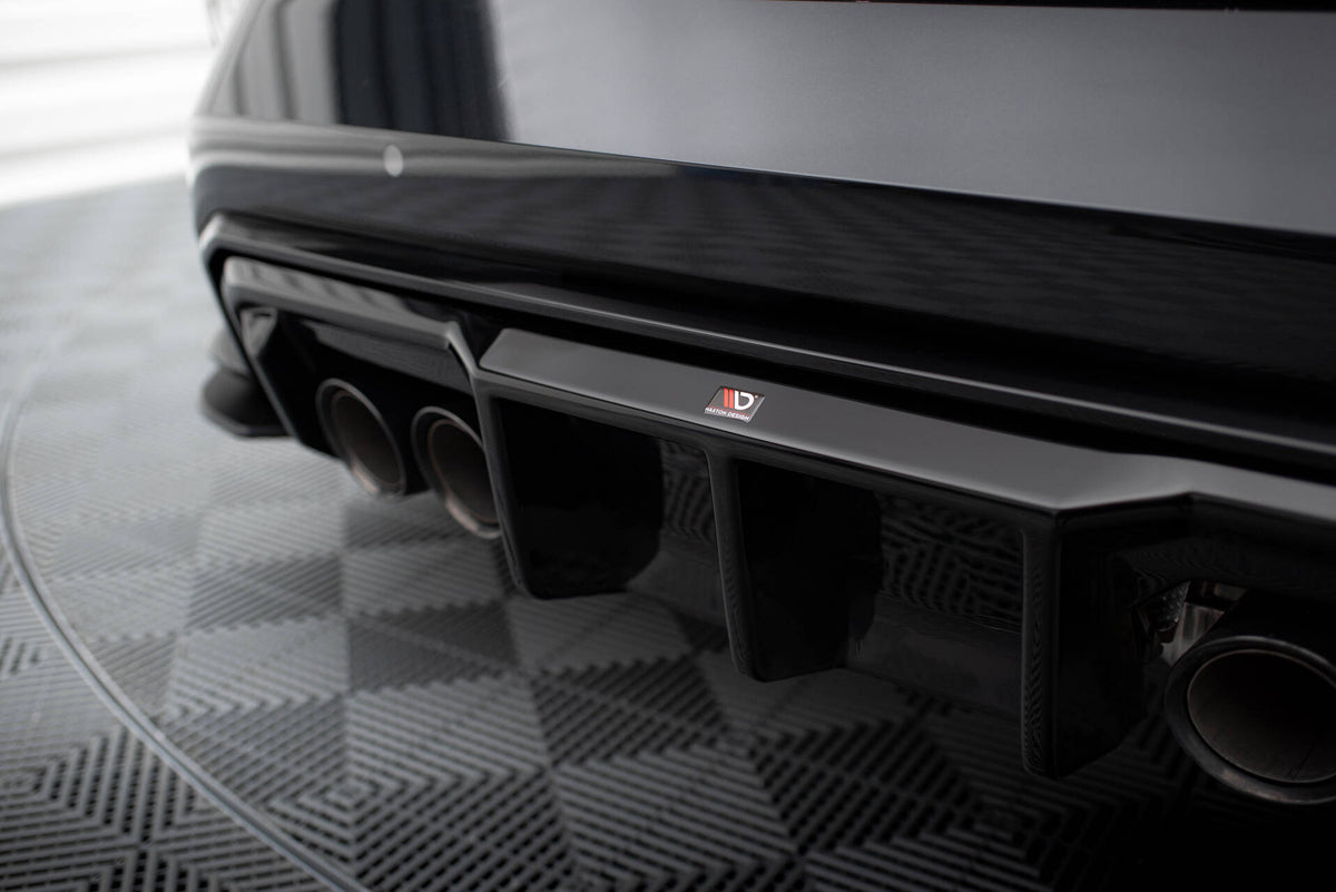 Diffusor Heck Ansatz passend für BMW M3 Limousine / Touring G80 / G81 schwarz Hochglanz – Ansicht 1