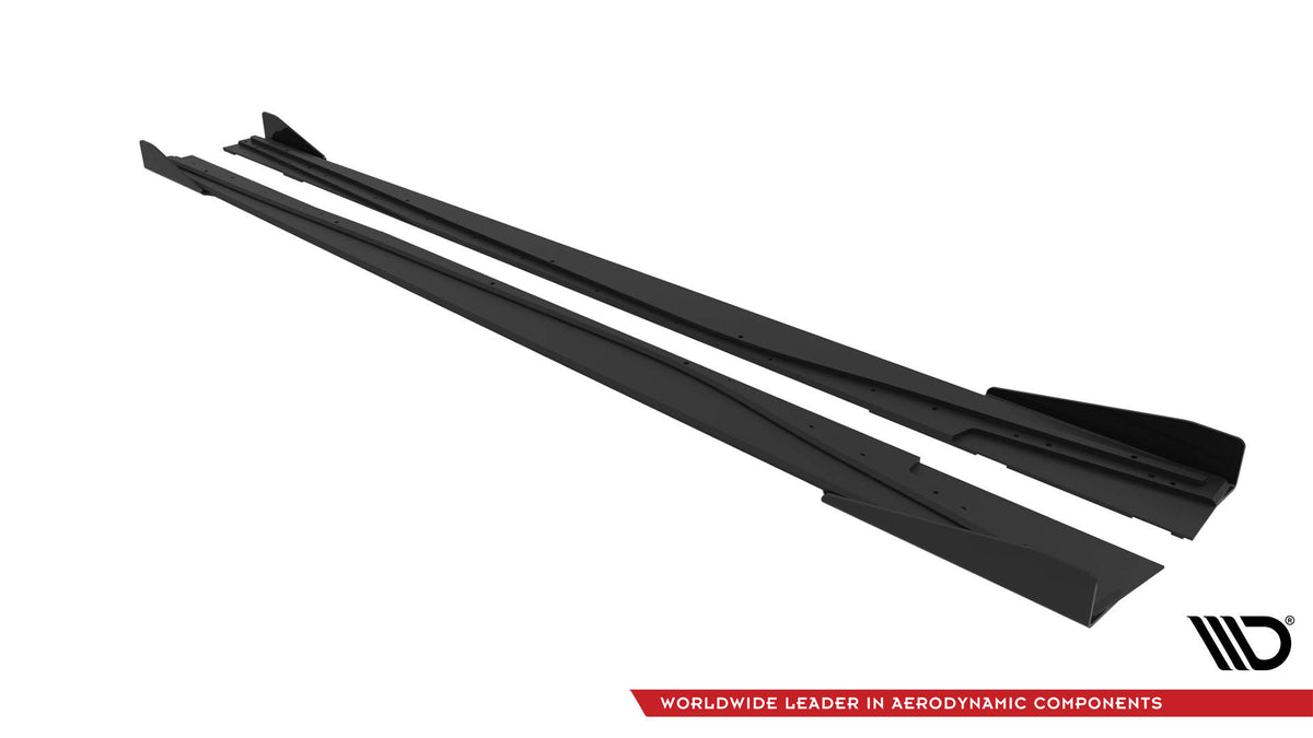 Street Pro Street+ Seitenschweller Leisten + Flaps passend für Mercedes-Benz A AMG-Line W176 Facelift schwarz Hochglanz – Ansicht 6