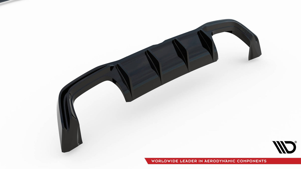 Diffusor Heck Ansatz V.2 passend für VW Golf R Hatchback Mk8 Facelift schwarz Hochglanz – Ansicht 6