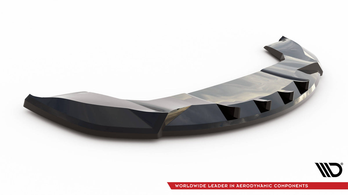 Street+ Spoilerlippe Front Ansatz V.2 passend für Tesla Model X Mk1 Facelift schwarz Hochglanz – Ansicht 5