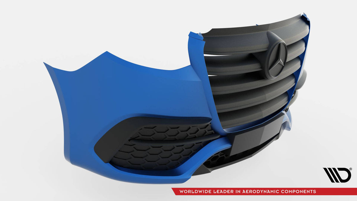 Front Stoßstange + Splitter Mercedes-Benz Sprinter Mk3 schwarz Hochglanz – Ansicht 6
