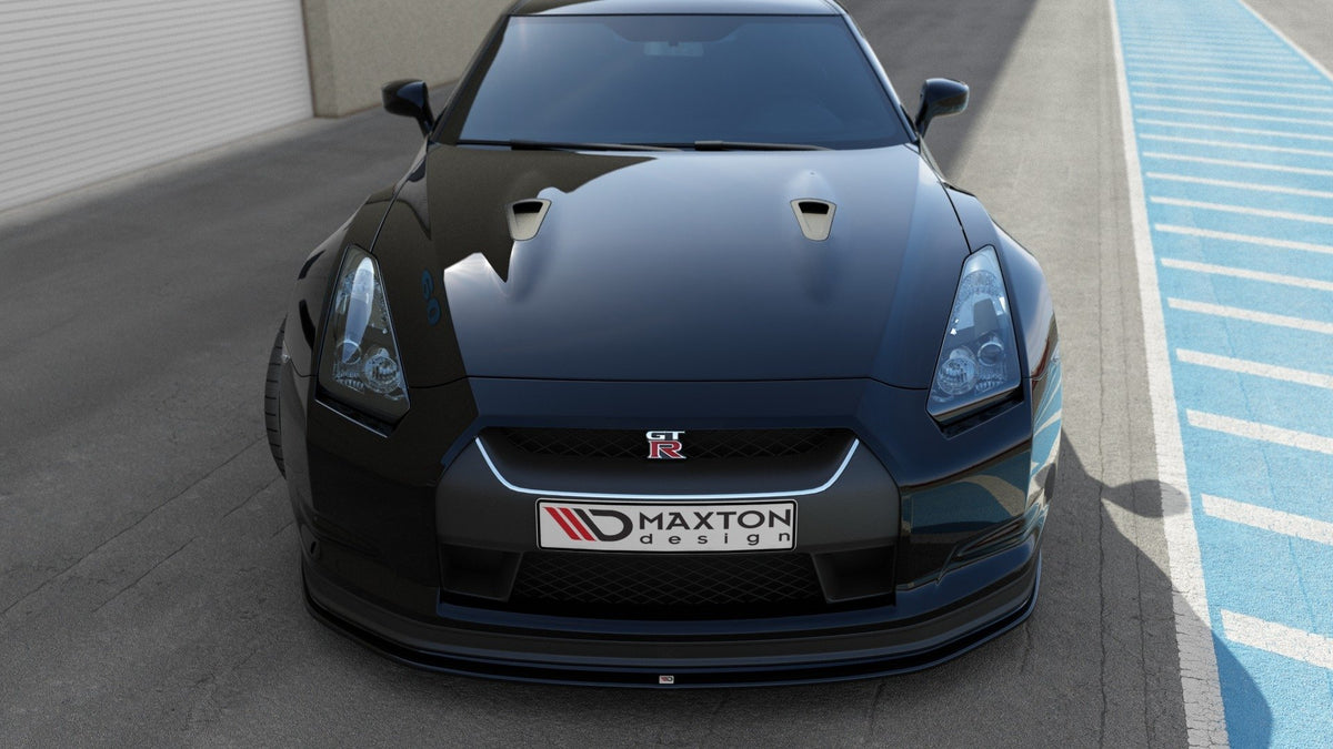 Street+ Spoilerlippe Front Ansatz V.2 passend für NISSAN GT-R vor Facelift COUPE (R35-SERIES) schwarz Hochglanz – Ansicht 1