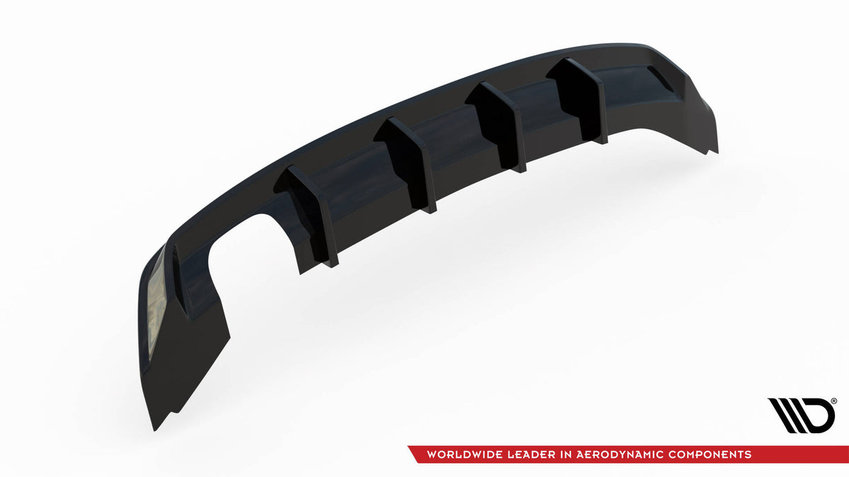 Diffusor Heck Ansatz passend für Seat Leon Mk3 Facelift schwarz Hochglanz – Ansicht 5
