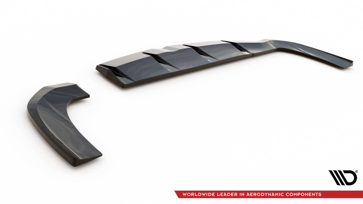 Heck Ansatz Flaps Diffusor passend für Hyundai I30 Fastback N-Line Mk3 Facelift schwarz Hochglanz – Ansicht 7