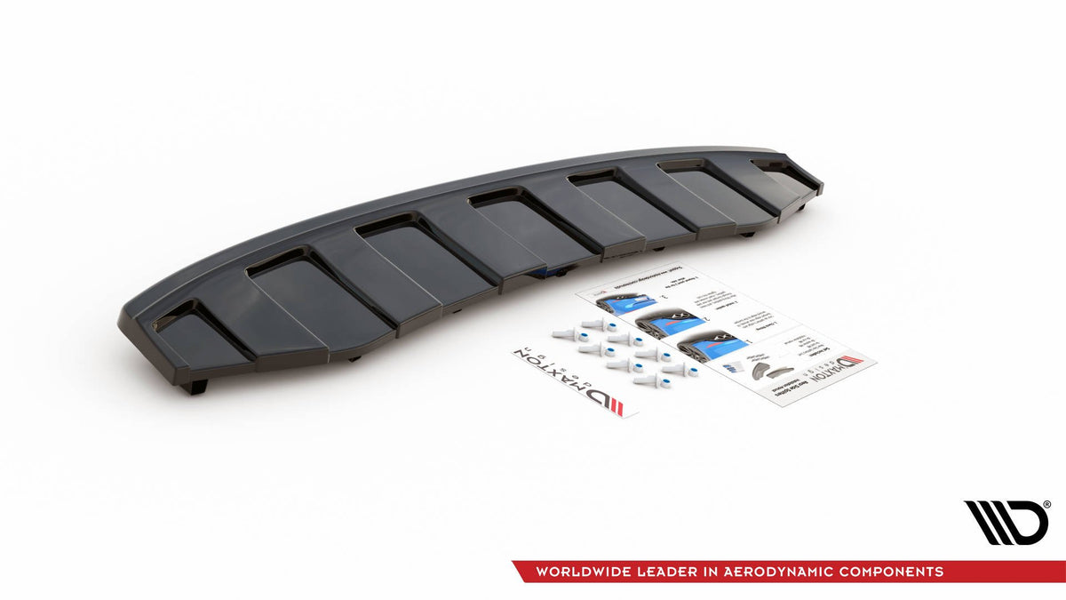 Heckansatz AUDI A6 C7 S-LINE AVANT AUSPUFF 2X1 im DTM LOOK schwarz Hochglanz – Ansicht 1