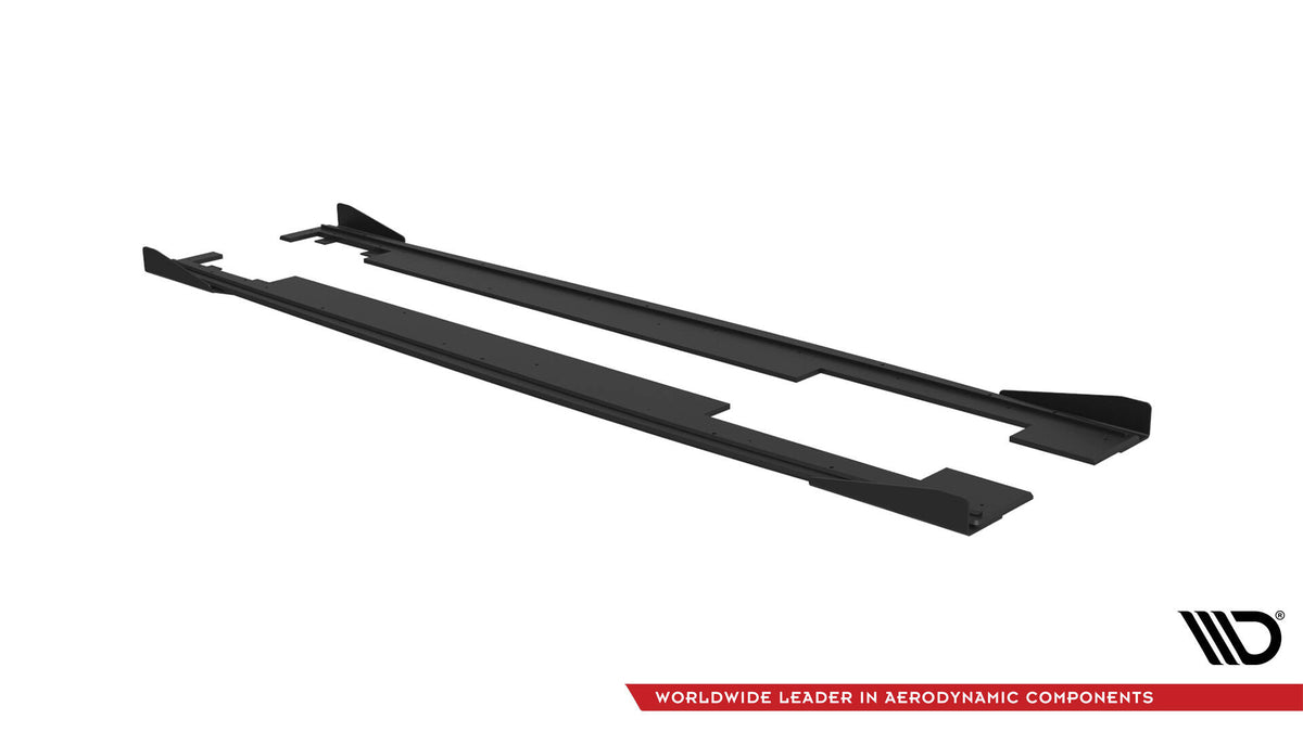 Street Pro Street+ Seitenschweller Leisten + Flaps passend für Audi A7 RS7 Look C7 schwarz Hochglanz – Ansicht 5