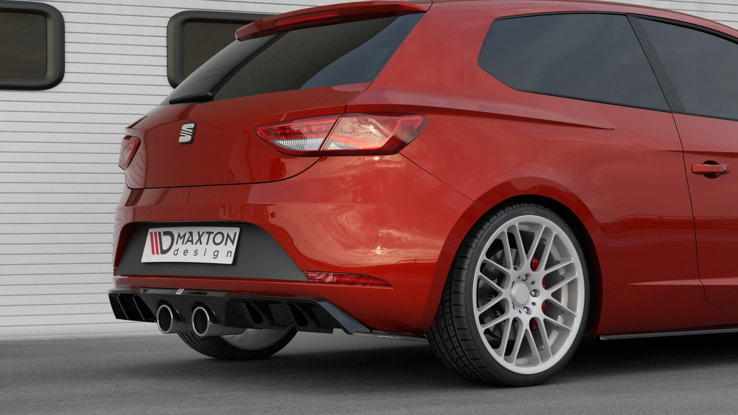 Diffusor Heck Ansatz V.2 passend für Seat Leon Cupra Hatchback Mk3 Facelift schwarz Hochglanz – Ansicht 1
