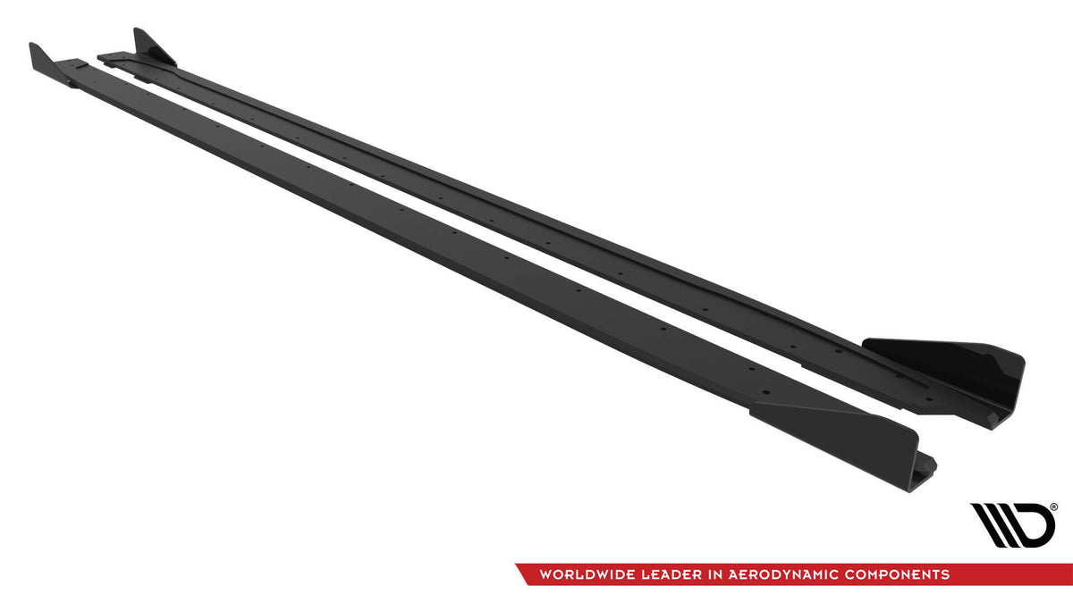 Street Pro Street+ Seitenschweller Leisten V.2 passend für + Flaps passend für Audi A3 S-Line Limousine / S3 Limousine 8Y / 8Y Facelift schwarz Hochglanz – Ansicht 6
