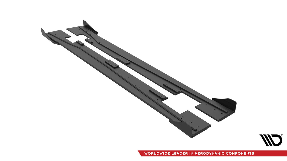 Street Pro Street+ Seitenschweller Leisten + Flaps passend für Mercedes-Benz A 45 AMG W176 Facelift schwarz Hochglanz – Ansicht 8