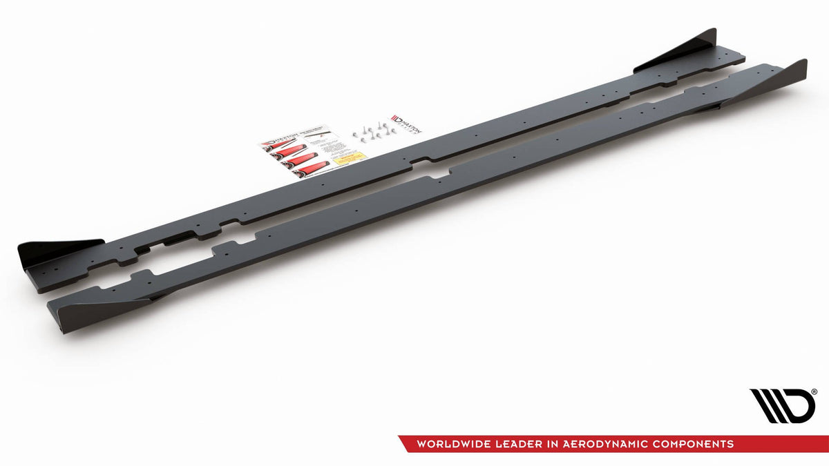 Street Pro Street+ Seitenschweller Leisten + Flaps passend für Mercedes-AMG C43 / AMG-Line Coupe C205 schwarz Hochglanz – Ansicht 6