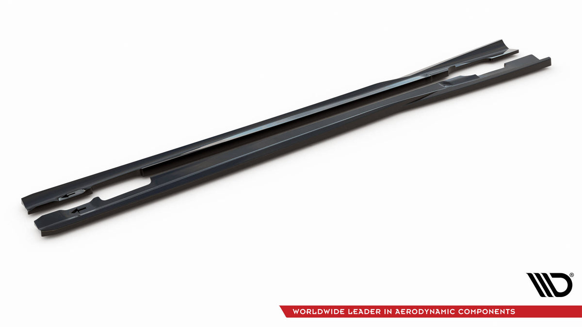 Street+ Seitenschweller Leisten passend für Mercedes-Benz C Coupe / Limousine / Kombi  AMG-Line C204 / W204 Facelift / S204 Facelift schwarz Hochglanz – Ansicht 6