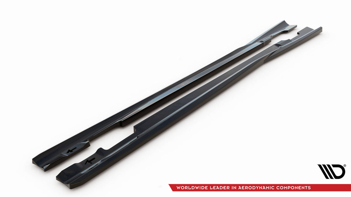 Street+ Seitenschweller Leisten passend für Mercedes-Benz C Coupe / Limousine / Kombi  AMG-Line C204 / W204 Facelift / S204 Facelift schwarz Hochglanz – Ansicht 5