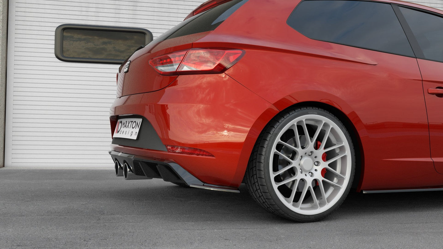 Diffusor Heck Ansatz V.2 passend für Seat Leon Cupra Hatchback Mk3 Facelift schwarz Hochglanz – Ansicht 5