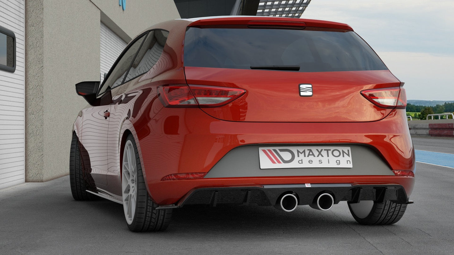 Diffusor Heck Ansatz V.2 passend für Seat Leon Cupra Hatchback Mk3 Facelift schwarz Hochglanz – Ansicht 2