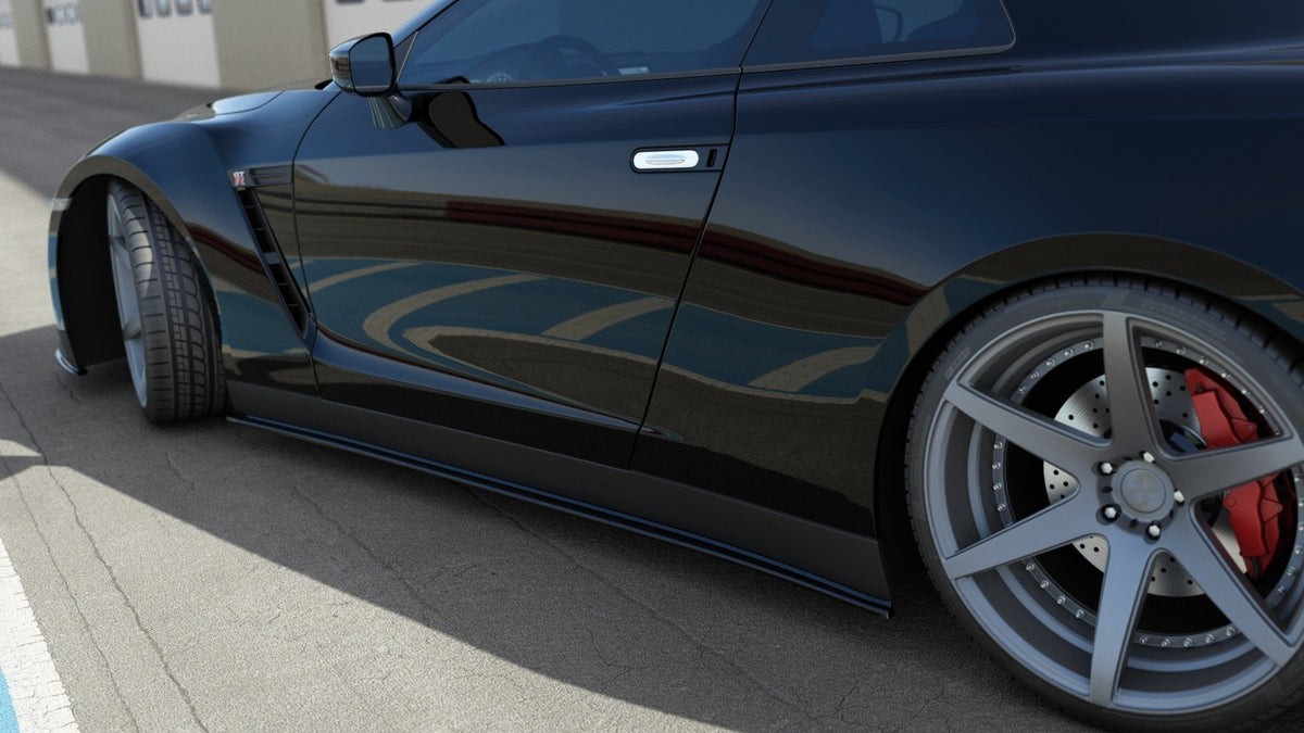 Street+ Seitenschweller Leisten passend für NISSAN GT-R vor Facelift COUPE (R35-SERIES) schwarz Hochglanz – Ansicht 1