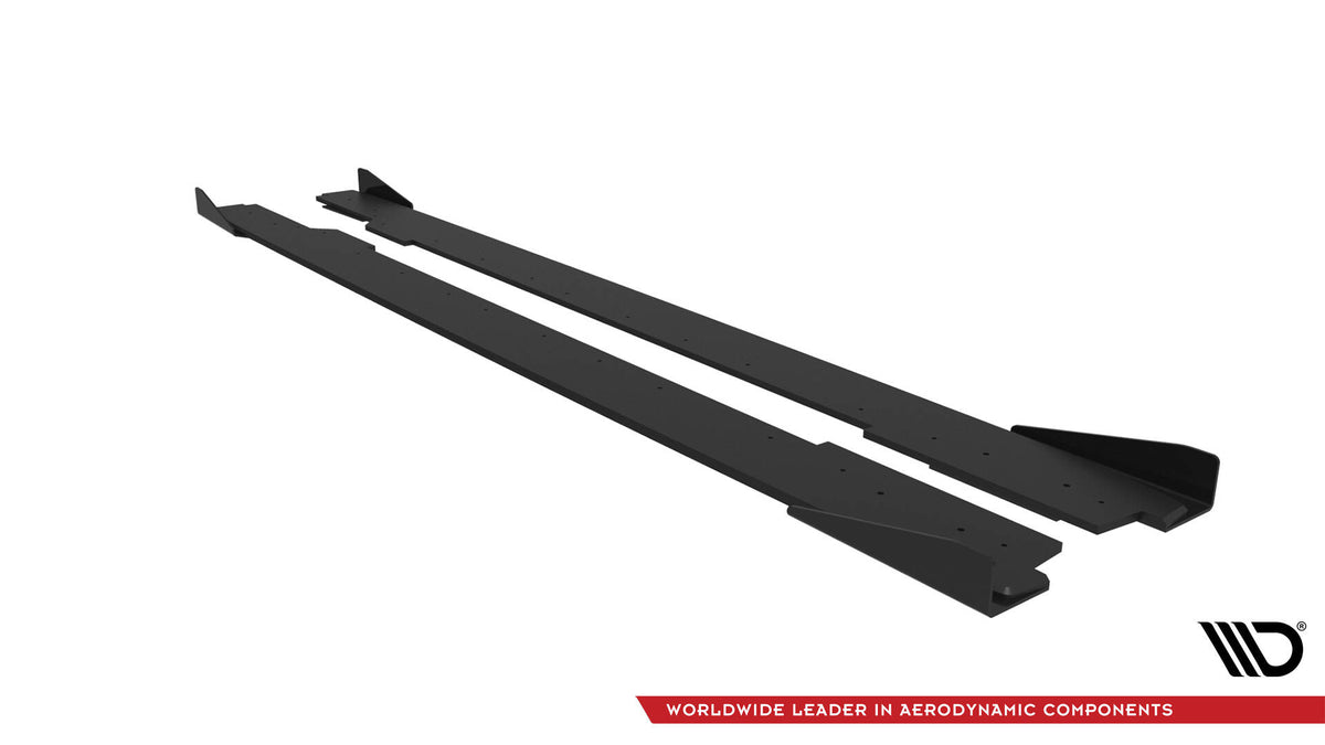 Street Pro Street+ Seitenschweller Leisten + Flaps passend für Audi A5 / A5 S-Line / S5 Coupe / Cabrio 8T / 8T Facelift schwarz Hochglanz – Ansicht 5