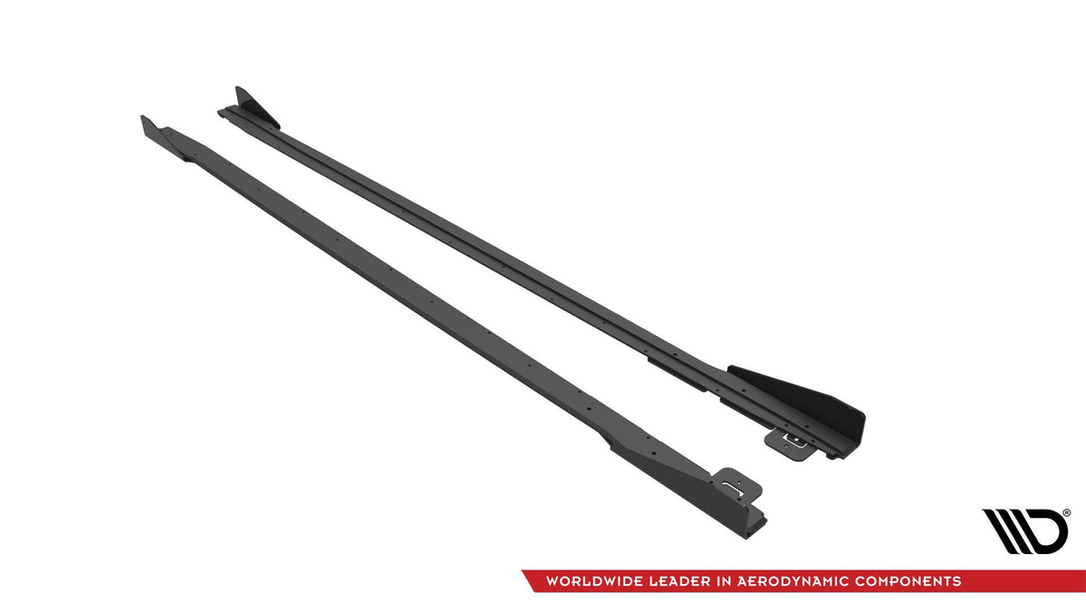 Street Pro Street+ Seitenschweller Leisten passend für V.1 + Flaps passend für Ford Mustang GT Mk6 Facelift schwarz Hochglanz – Ansicht 4